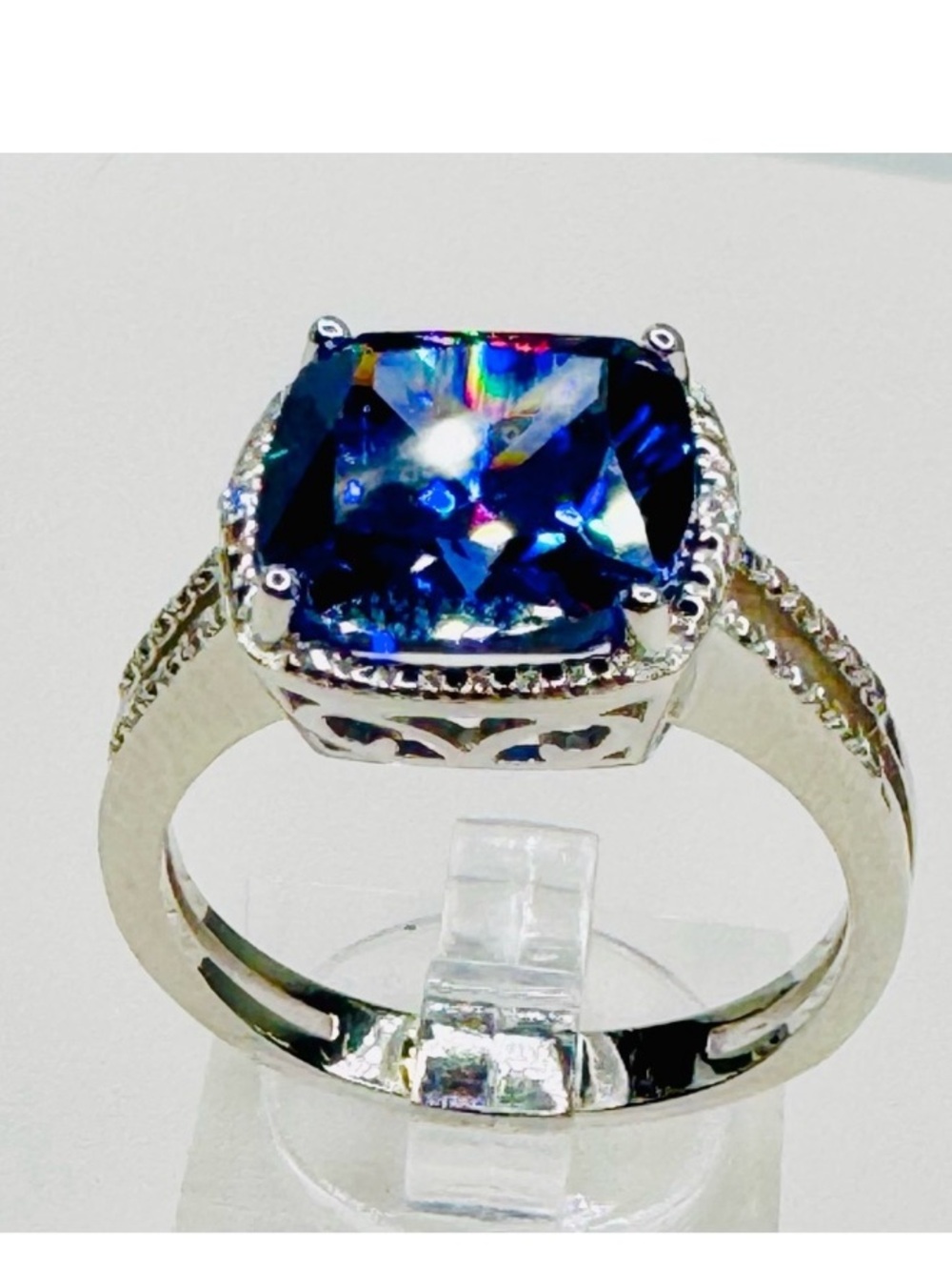 Ring TANZANITE 5 Carat gemstone set in 925 sterling silver size 8 - Picture 3 of 7